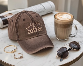 Funny Embroidered Coffee Hat: Washed Cotton Dad Cap