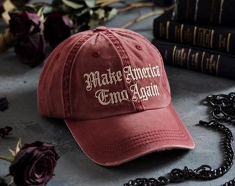 Embroidered "Make America Emo Again" Cotton Dad Hat