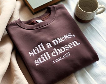 Still gewähltes christliches Sweatshirt: Gesticktes Bibel-Vers-Glaubens-T-Stück