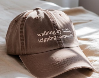 Walking By Faith Embroidered Hat: Christian Bible Verse, Cotton Cap