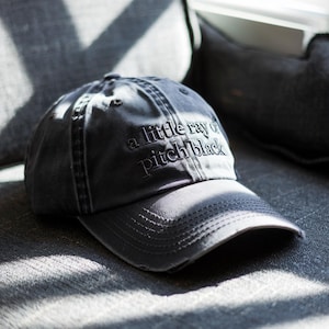Embroidered &quot;A Little Ray of Pitch Black&quot; Cotton Dad Hat: Dark Humor Sarcasm