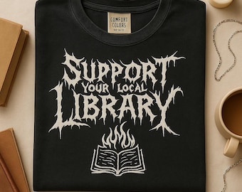 Death Metal Library T-Shirt, Comfort Colors Gothic Tee, Librarian Gift