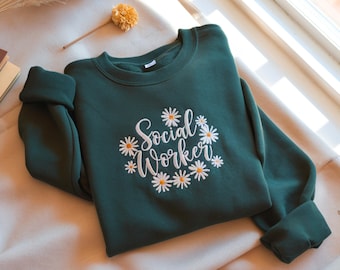 Broderad blommig socialarbetartröja, kuratorgåva