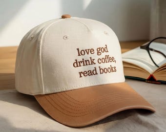 Cappello da camionista ricamato Love God Coffee Books: regalo per lettori cristiani