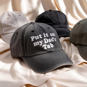 Put It On My Dad&#39;s Tab Cap, Embroidery Put It On My Dad&#39;s Tab Hat, Put It On My Dad&#39;s Tab washed Hat, Father&#39;s Day Gift, Dad Hat