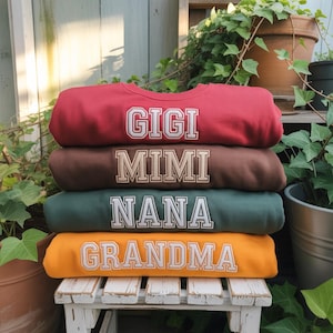 Custom Embroidered Grandma Sweatshirt: College Block Gigi Gift