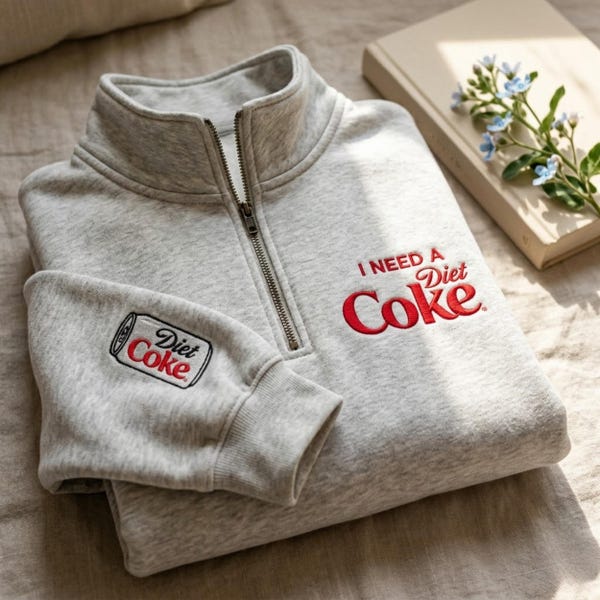 Ich brauche ein Diet Coke Besticktes Sweatshirt mit Viertelreißverschluss, Mama Geschenk