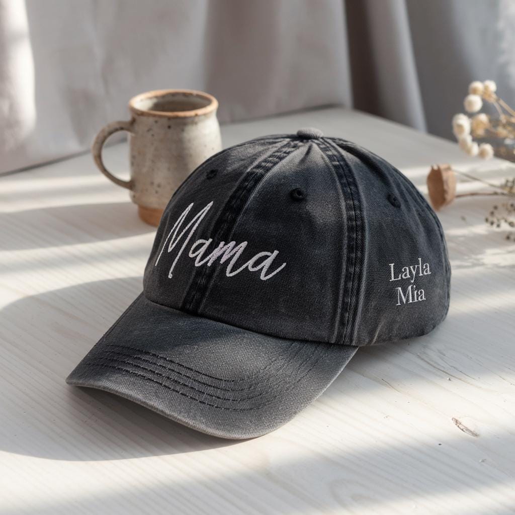 Embroidered \'MAMA\' Black Baseball Cap with Turquoise Accents Amazon.com: Shenbors Embroidered Boy main image 4