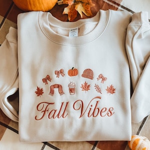 Embroidered Fall Sweatshirt: Cozy Thanksgiving Sweater