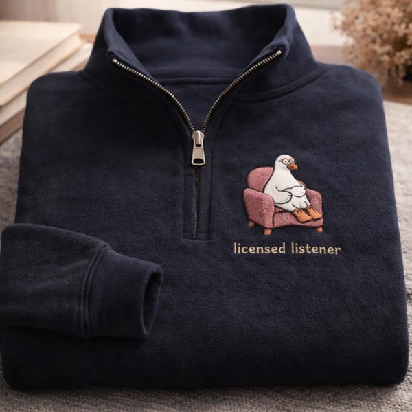 Embroidered Licensed Listener Quarter Zip Sweatshirt – Psychology Graduation Gift