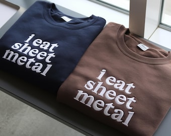 I Eat plaatwerk geborduurd T-shirt of ronde hals | Ironische T-shirts | Grappig sweatshirt | Grappig T-shirt | Grappig geborduurde ronde hals | Cadeau voor hem