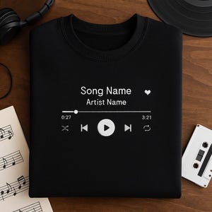 Embroidered Custom Song Name T-Shirt: Personalized Music Gift