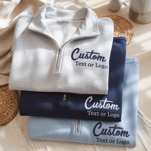 Benutzerdefiniertes Logo Viertel-Reißverschluss-Sweatshirt - Personalisierte linke Bruststickerei für Team, Geschäft, Brautpartys, Veranstaltungen oder den Alltag