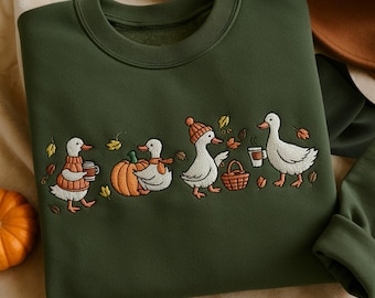 Sweatshirt geborduurde gans: behaaglijk herfst- en Thanksgiving-T-shirt