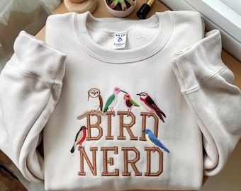 Geborduurd sweatshirt met vogelnerd, grappig cadeau voor vogelspotter