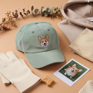 Custom EMBROIDERED Pet Corduroy Hat Using Pet Photo Personalized Dog Hat Custom Cat Hat Pet Cap Dog Hat Custom Dog Baseball Cap Dog Mom Hat