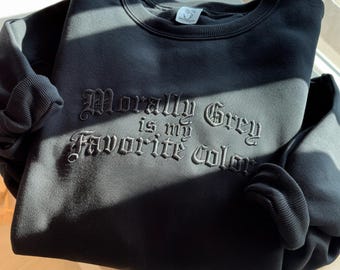 Graues Besticktes Sweatshirt: Dark Romance Booktok Crewneck
