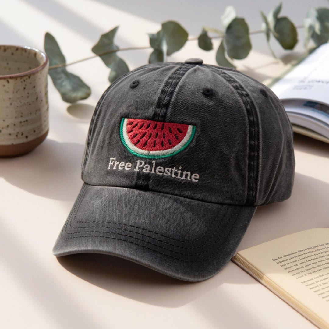 Free Palestine Embroidered Cotton Hat: Watermelon & Gaza - Etsy