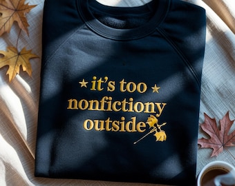 Bluza z haftowanym jeźdźcem smoka: Romantasy Bookish z okrągłym dekoltem