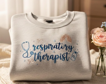 Embroidered Respiratory Therapist Sweatshirt, Respiratory Crewneck, RT Gift