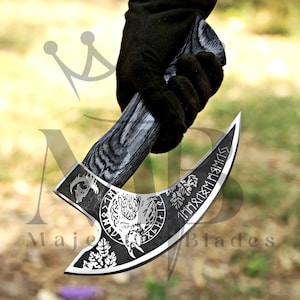 Viking axe, viking gifts, viking knife, pizza axe stainless, viking pizza cutter, hand forged axe, handmade viking axe, hatchet, pizza steel