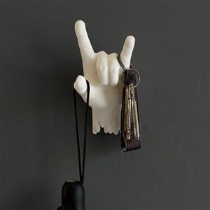 Rock&Hang | Hand Rock Sculpture for Home Decor Wall Hanger Punk Design Key Holder Jewelry Display Gothic Design Rock and Roll Gift Art Drip