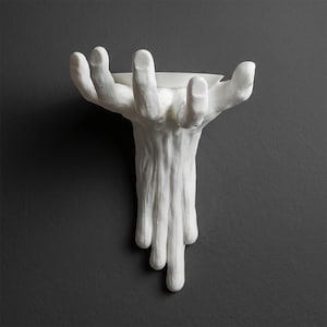 TheKeeper / Scultura a mano per decorazione domestica, mensola da parete, design unico, portabottiglie, portacandele, portagioie, piedistallo in stile gotico, espositore artistico funzionale