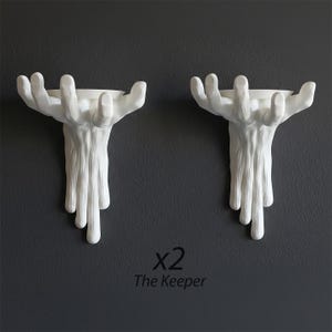 TheKeeper x2| Wall shelf Hand Sculpture for Home Decor Unique Design Bottle Holder Candle Holder Goth Design Surrealist Functional Art Decor