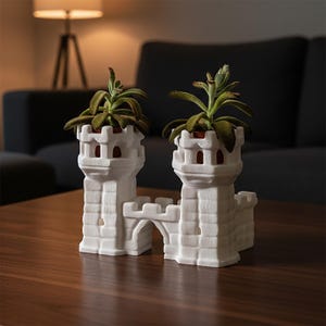 Plante Château | Décoration Maison Mignonne Support pour Petits Pots de Fleurs Porte-Succulentes Château Médiéval Support Table pour Cactus
