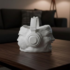 Musical Head Bow Vase Face Decoration Music Home Decor Planter Display Table Desk Organizer Material Holder Rock n Roll Quirky Surreal Pot