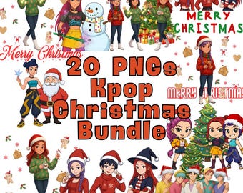 K-POP PNG bundle: Christmas 20 Digital Files (Instant Download.)