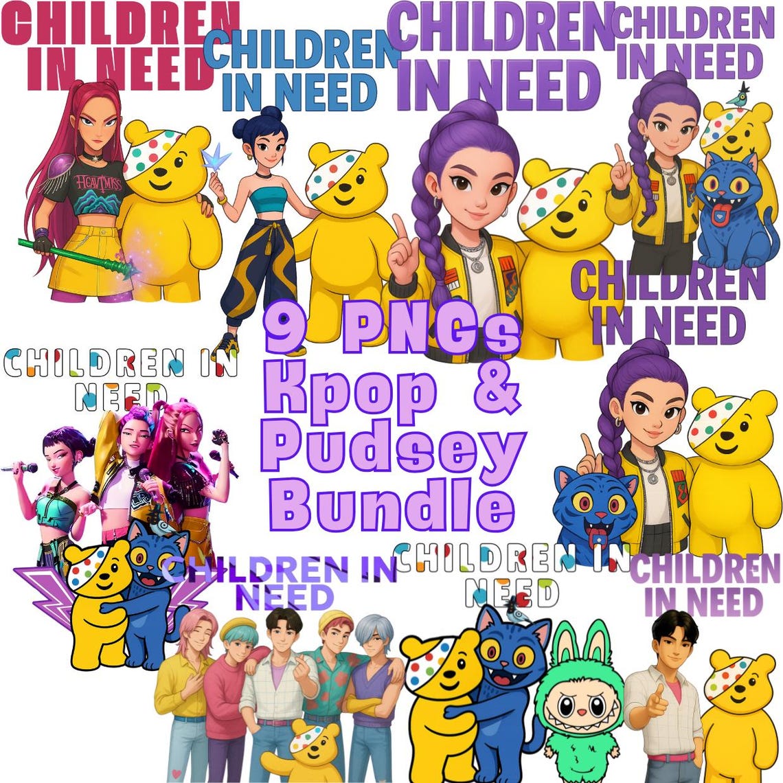 Pops Children.pdf K-POP PNG Bundle | Children in Need 9 Digital Files | (instant Digital ...