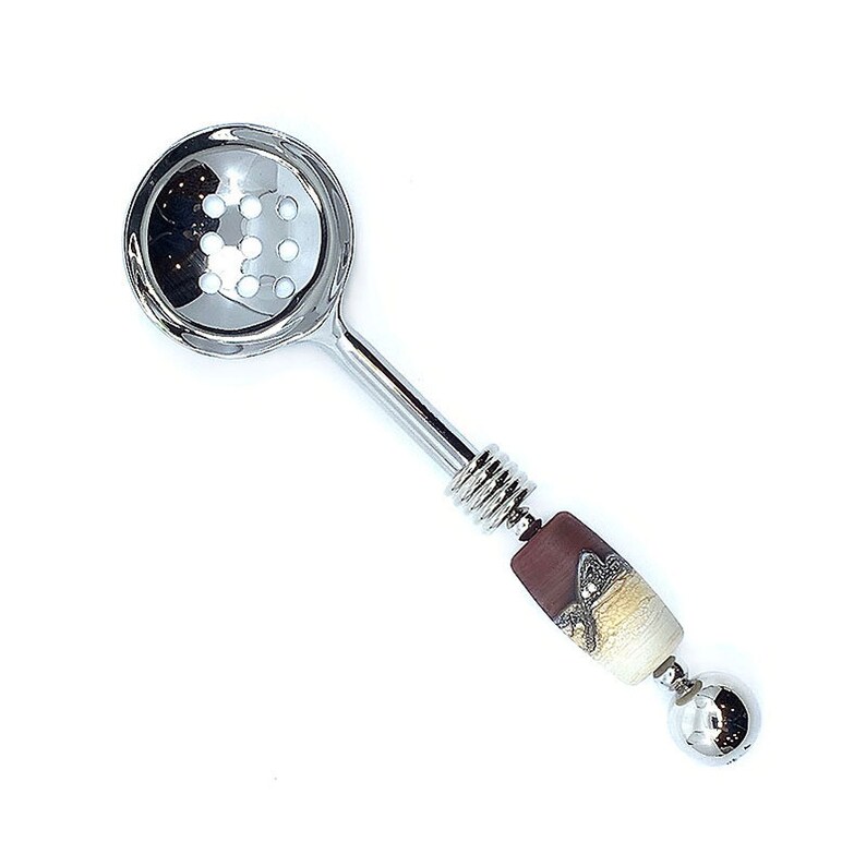 Olive Spoon With Holes Stainless Steel and Handcrafted Murano Etsy