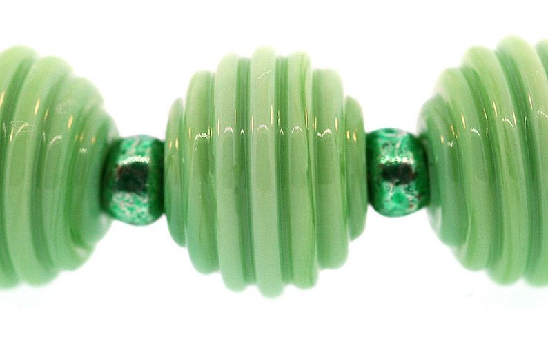 Bims Bangles green lampwork beads Made to Order Lampwork Bead Set Streaky Green Murano Glass Square Baroque lampwork beads