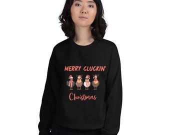 Merry Cluckin' Christmas-sweater - Quirky Chicken Lover Xmas Apparel