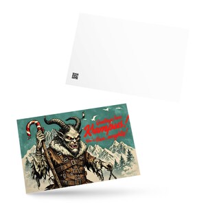 Vintage-inspirierte Krampus Weihnachtspostkarte mit einzigartigem Gruß
