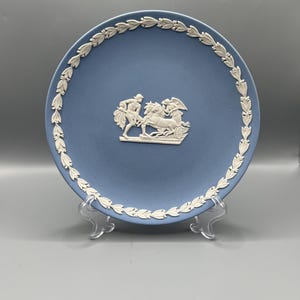 Vintage Wedgwood Blue Jasperware Small Plate – Collectible with Original Box