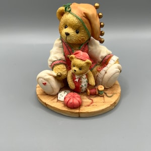 Cherished Teddies &quot;Meri Handsewn Holidays&quot; Figurine: Enesco Christmas Elf Bear