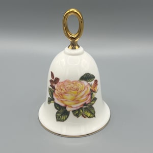 Vintage American Rose Bell Collection Peace Rose Fine English Bone China Danbury Mint Collectibes