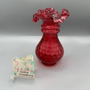 Cranberry Color Vase Vintage Fenton Cranberry Glass Vase Ruffled Edge Coin Dot Pattern Country Cranberry Fenton Collection Vase
