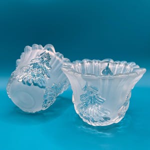 Vintage Mikasa Winter Dreams Crystal Candle Holder – Frosted Glass Christmas Tree Votive