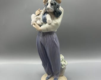 Vintage Lladro Figurine: "My Buddy" Boy with Puppy, Retired 1989