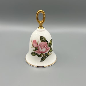 Vintage &quot;First Love&quot; Rose Bell: Danbury Mint Bone China Collectible