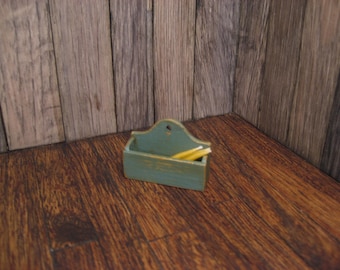 Dollhouse Miniature Candle Box Pipe Holder Primitive Utensil Wall Box