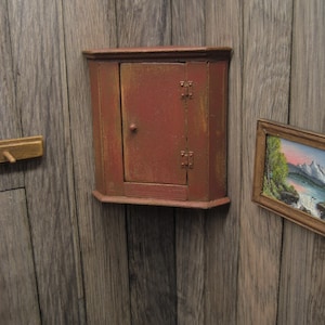 Dollhouse Miniature Corner Cabinet Shelf