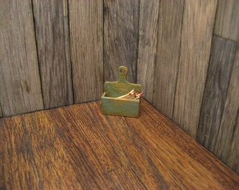 Dollhouse Miniature Candle Box Pipe Holder Primitive Utensil Wall Box
