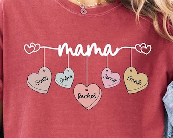 Custom Love Shirt, Mama Valentine Tee, Comfort Colors, Grandma Lover Tee, Gigi Xoxo Tee, Auntie Gift Tee, Grandkids Name Tee, Kids Names Tee