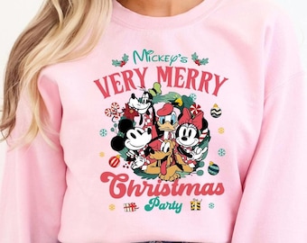 Christmas Disney Sweatshirt, Merry Christmas Hoodie, Christmas Party Apparel, Mickey Sweatshirt, Xmas Disney Kid Wear, Minnie Mouse Wear