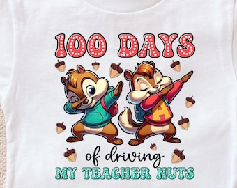 Camiseta Teacher Nuts, camiseta de ardilla de 100 días, camiseta de alumno de ardilla, camiseta de estudiante de Disney, regalo de alumno de 100 días, camiseta de festival de lectura, camiseta de cuello en V para maestro