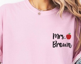 Embroidery Custom Teacher Shirt, Teacher Name Shirt, Comfort Color, Teacher Day Gift, Welcome To School Tee, Hello School Shirt, School Gift